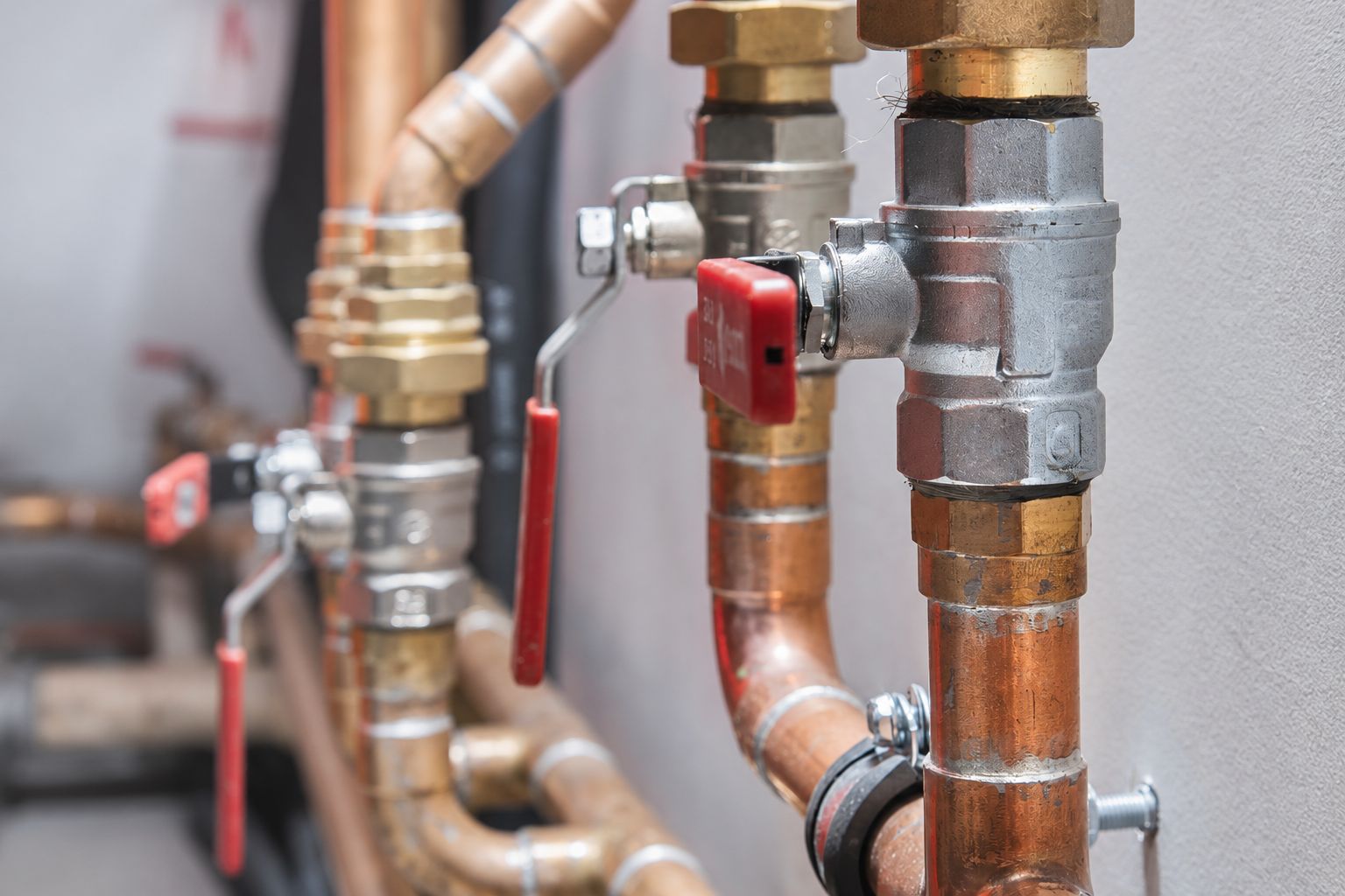 Illustrative copper pipework and isolation valves